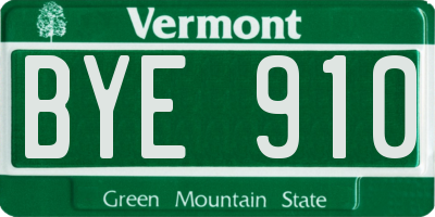 VT license plate BYE910