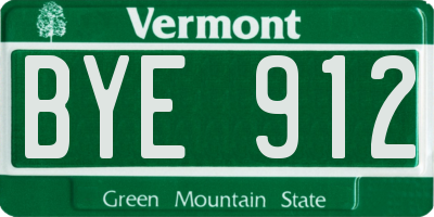VT license plate BYE912