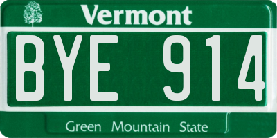 VT license plate BYE914
