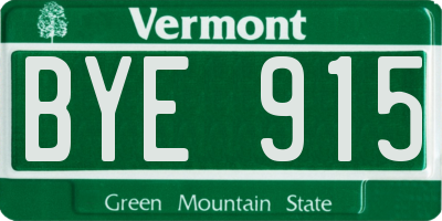 VT license plate BYE915