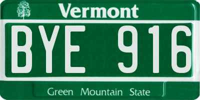 VT license plate BYE916