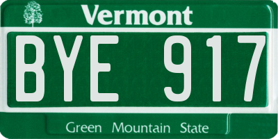 VT license plate BYE917