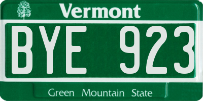 VT license plate BYE923