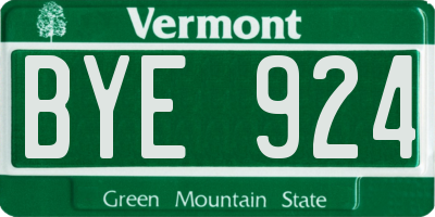 VT license plate BYE924