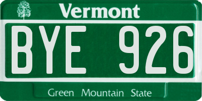 VT license plate BYE926