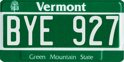 VT license plate BYE927