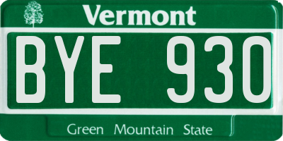 VT license plate BYE930