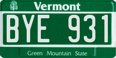 VT license plate BYE931