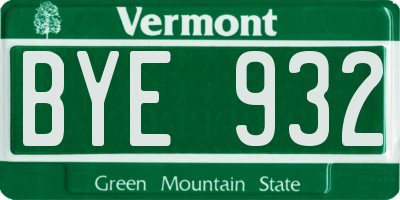 VT license plate BYE932