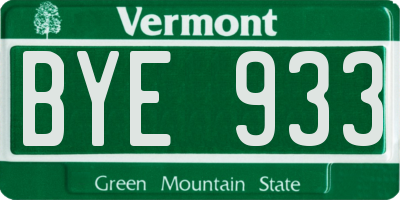 VT license plate BYE933
