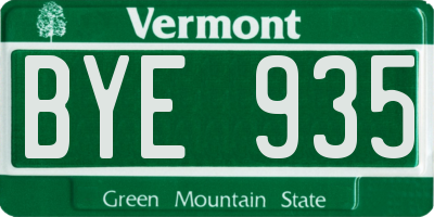 VT license plate BYE935