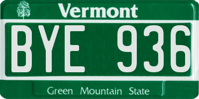 VT license plate BYE936