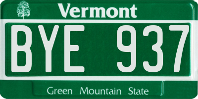 VT license plate BYE937