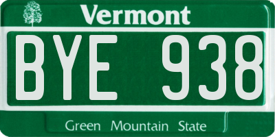 VT license plate BYE938