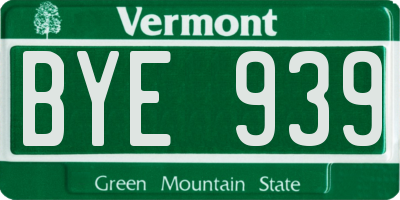 VT license plate BYE939