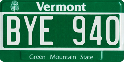VT license plate BYE940