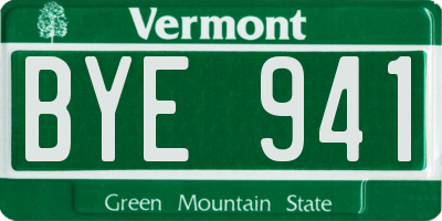 VT license plate BYE941