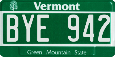 VT license plate BYE942