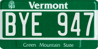 VT license plate BYE947