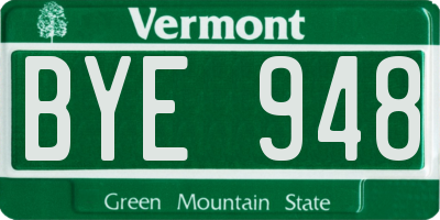 VT license plate BYE948