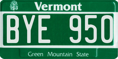 VT license plate BYE950