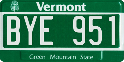VT license plate BYE951