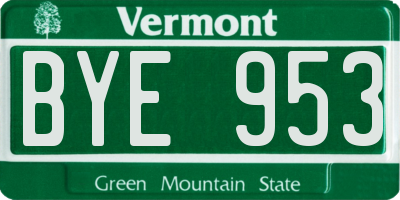 VT license plate BYE953