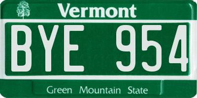 VT license plate BYE954