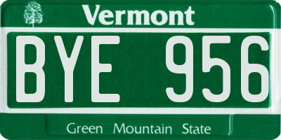 VT license plate BYE956