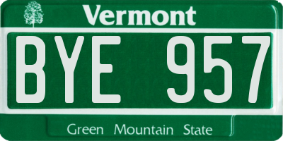 VT license plate BYE957