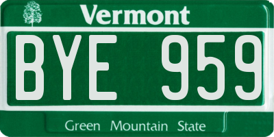 VT license plate BYE959
