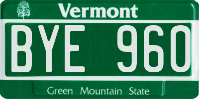 VT license plate BYE960