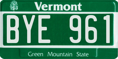 VT license plate BYE961