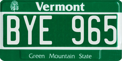 VT license plate BYE965
