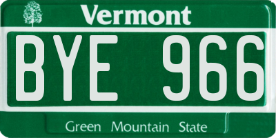VT license plate BYE966