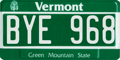 VT license plate BYE968