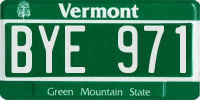 VT license plate BYE971