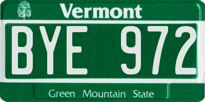 VT license plate BYE972