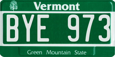 VT license plate BYE973