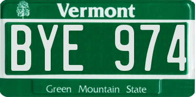 VT license plate BYE974