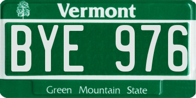 VT license plate BYE976