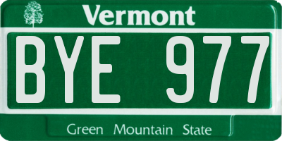VT license plate BYE977