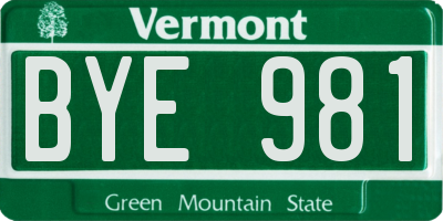VT license plate BYE981