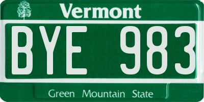 VT license plate BYE983