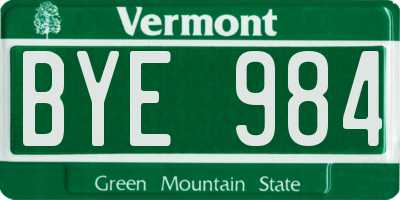 VT license plate BYE984