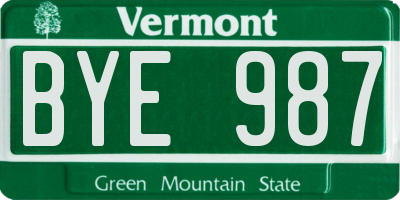 VT license plate BYE987