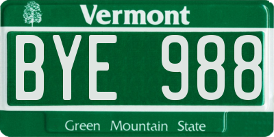 VT license plate BYE988