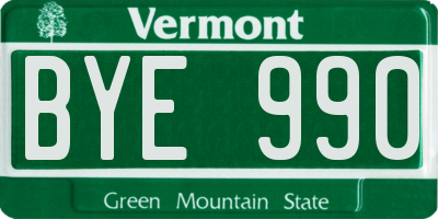 VT license plate BYE990