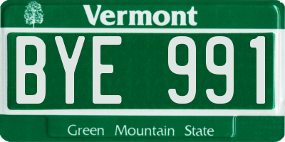 VT license plate BYE991