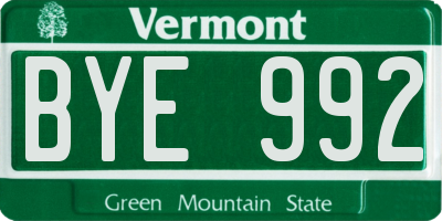 VT license plate BYE992